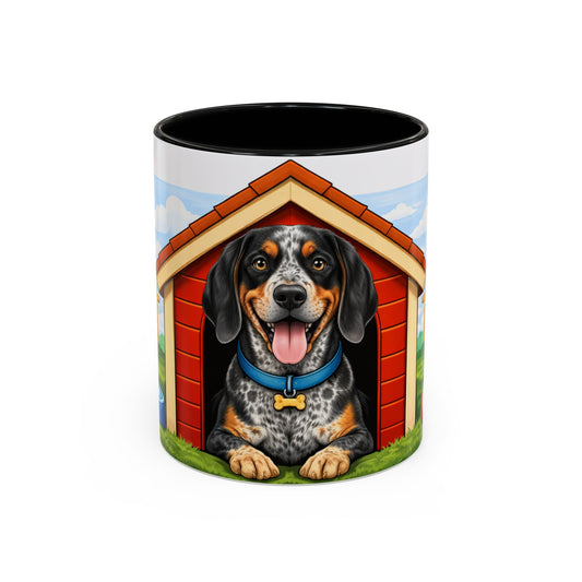 Bluetick Coonhound — Red Doghouse Accent Mug (11/15oz)