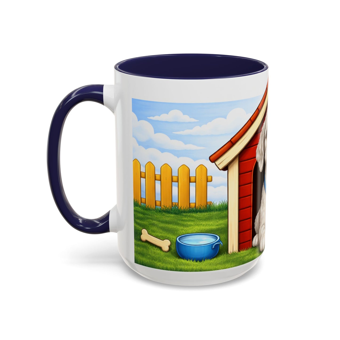 Bedlington Terrier– Red Doghouse Design Accent Mug (11oz/15oz)