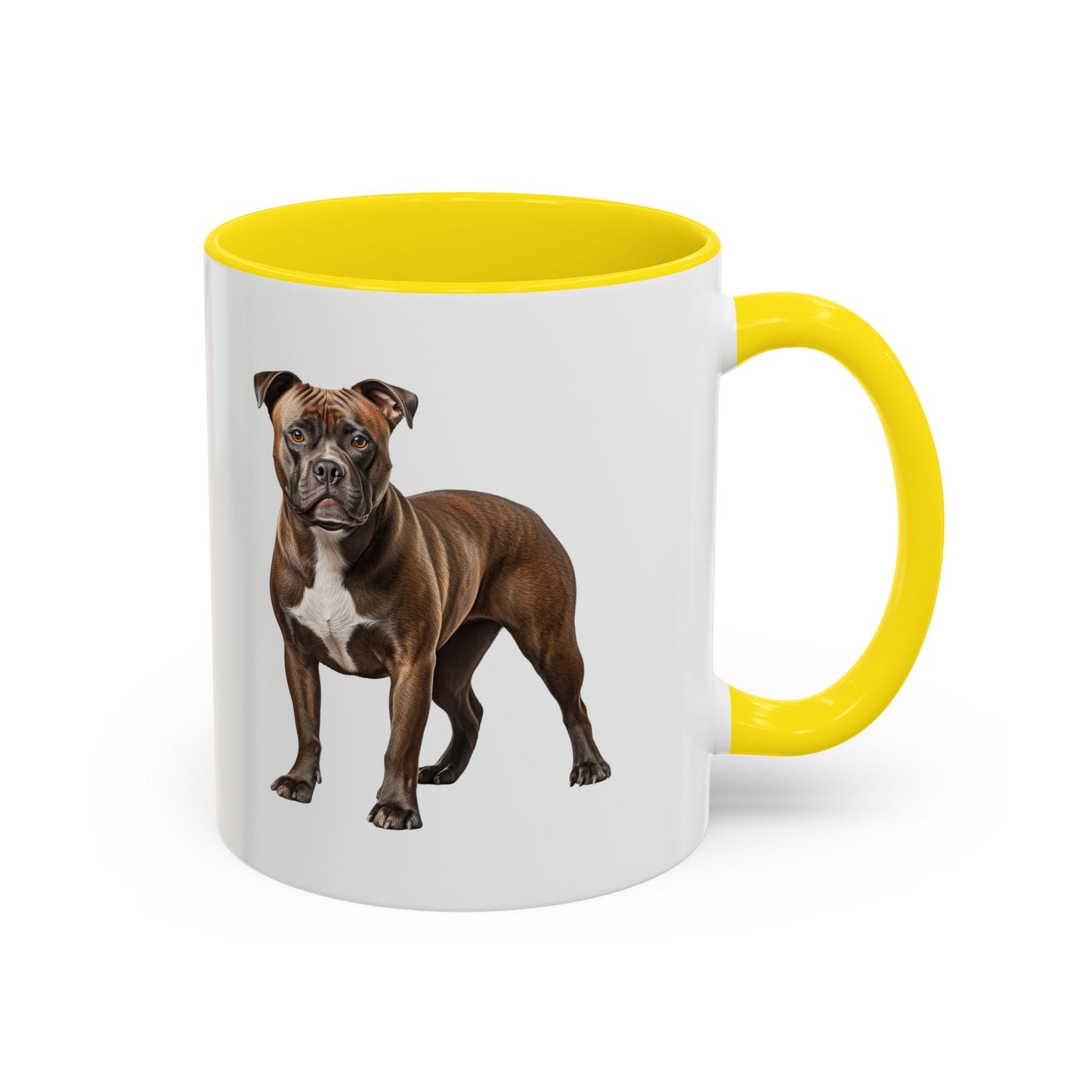 staffordshire-bull-terrier Accent Coffee Mug — Cute Brown Boxer Dog Illustration (11/15 oz)