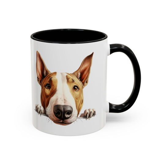 Bull Terrier Peek Coffee Mug — Cute Dog Lover Gift (11/15oz)