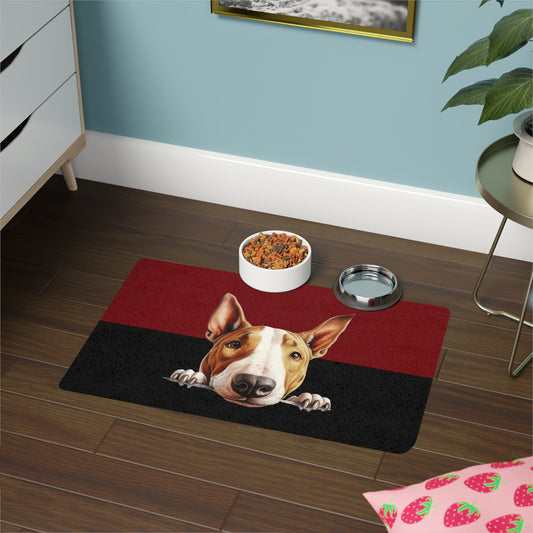 Bull Terrier Dog Feeding Mat (12x18)  -Garnet/Black