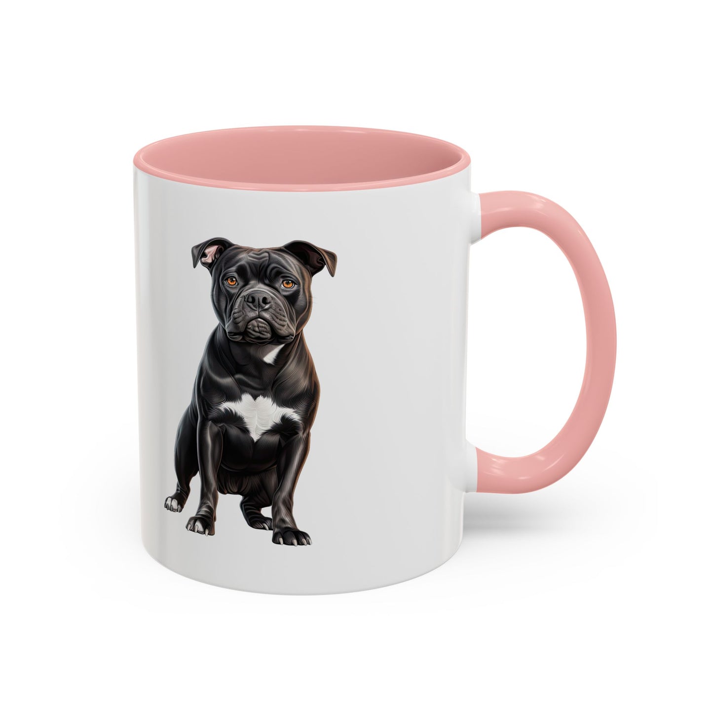 Staffordshire Bull Terrier Accent Coffee Mug — Cute Black Pitbull Dog Portrait (11/15 oz)