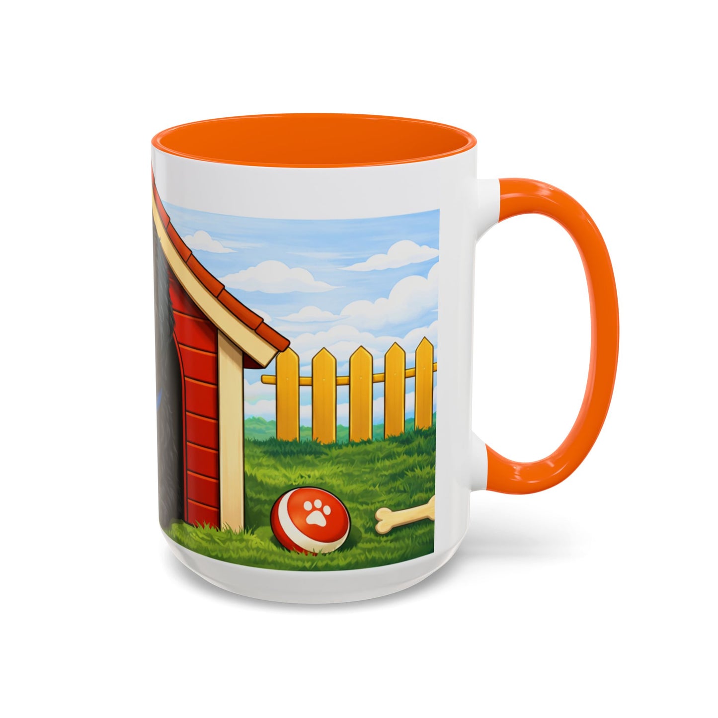 Black Russian Terrier -- Red Doghouse Accent Coffee Cup (11/15 oz)