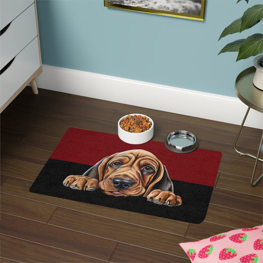 Bloodhound Dog Feeding Mat (12x18)  -Garnet/Black