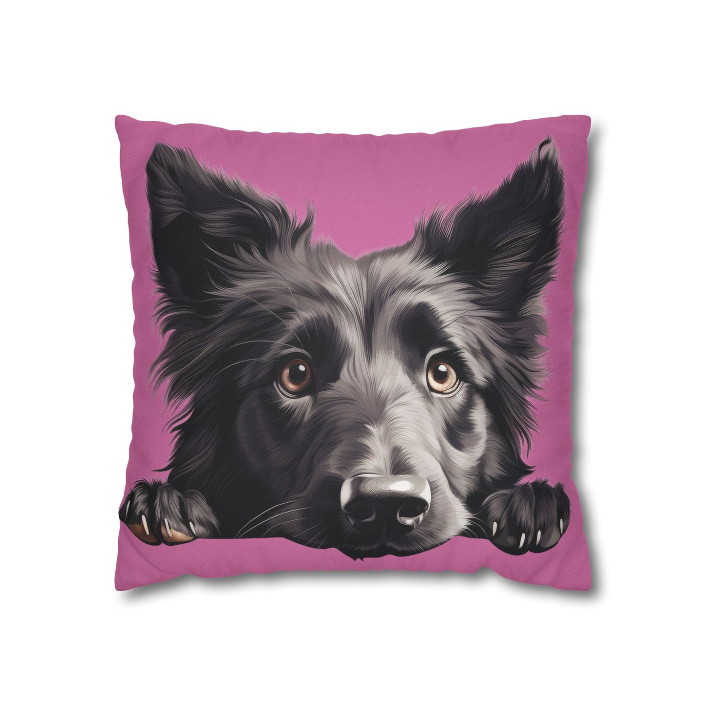 Belgian Sheepdog Face Decorative Pillow - Cute Peeking Pet Throw Pillowcase