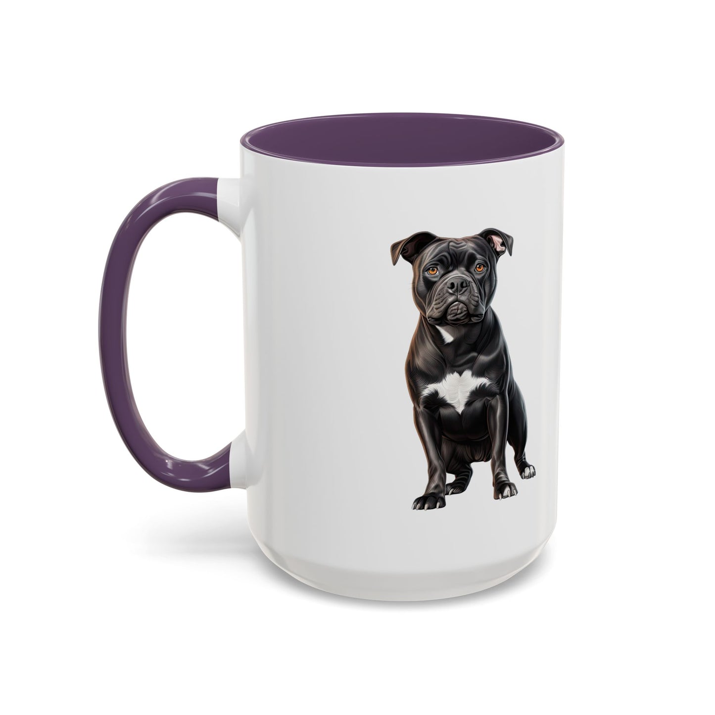 Staffordshire Bull Terrier Accent Coffee Mug — Cute Black Pitbull Dog Portrait (11/15 oz)