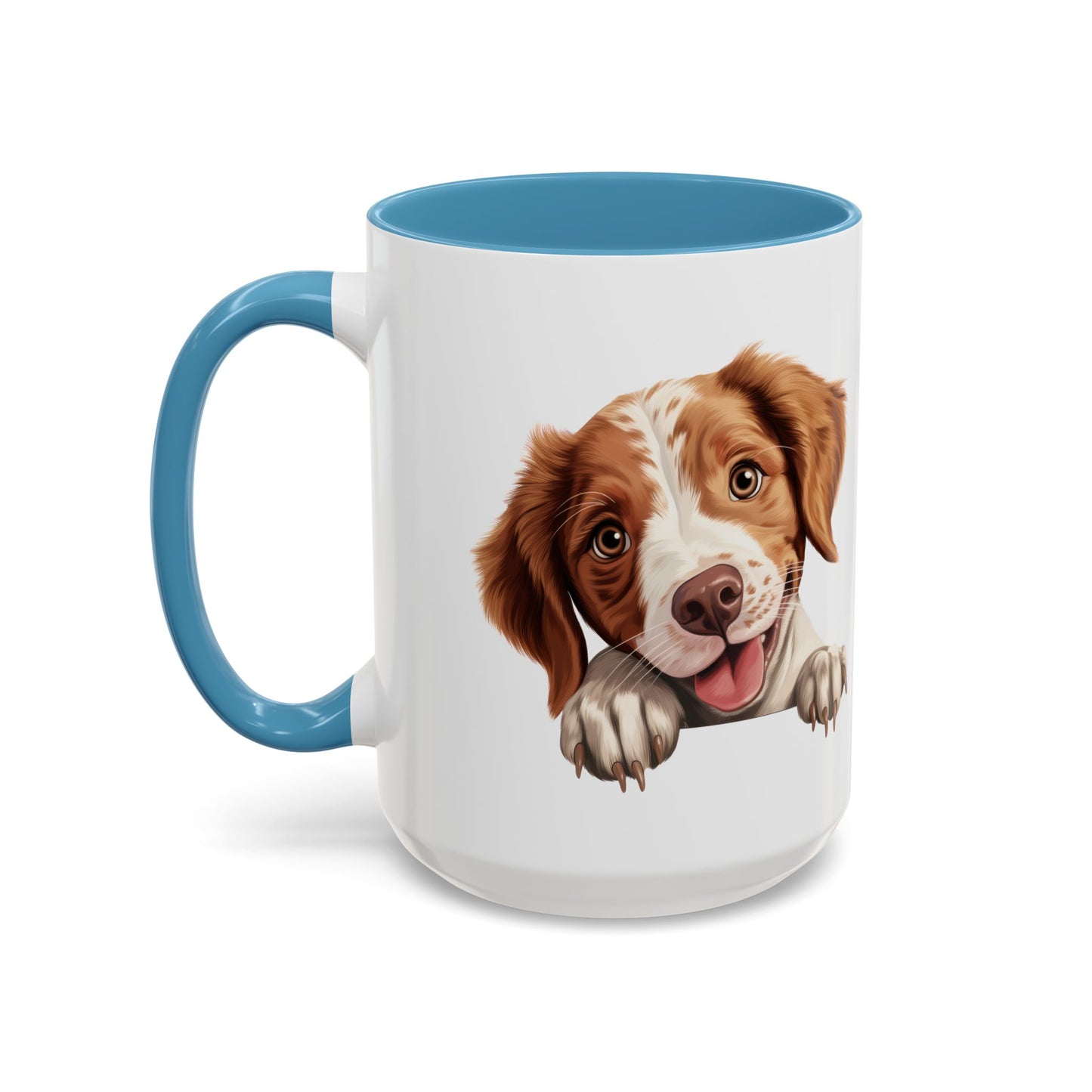 Brittany Coffee Mug — Smiling Puppy Accent Mug (11/15oz)