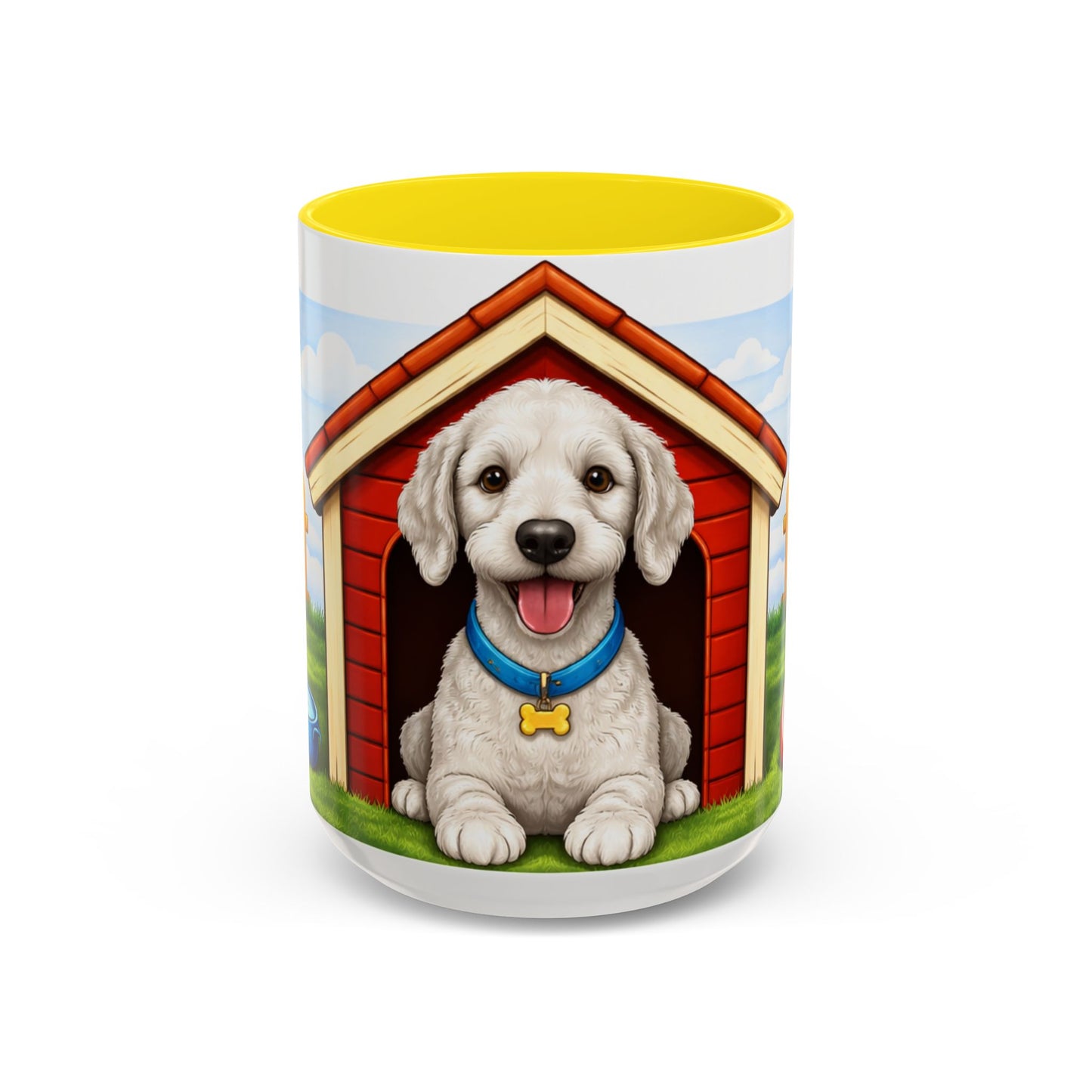 Bedlington Terrier– Red Doghouse Design Accent Mug (11oz/15oz)