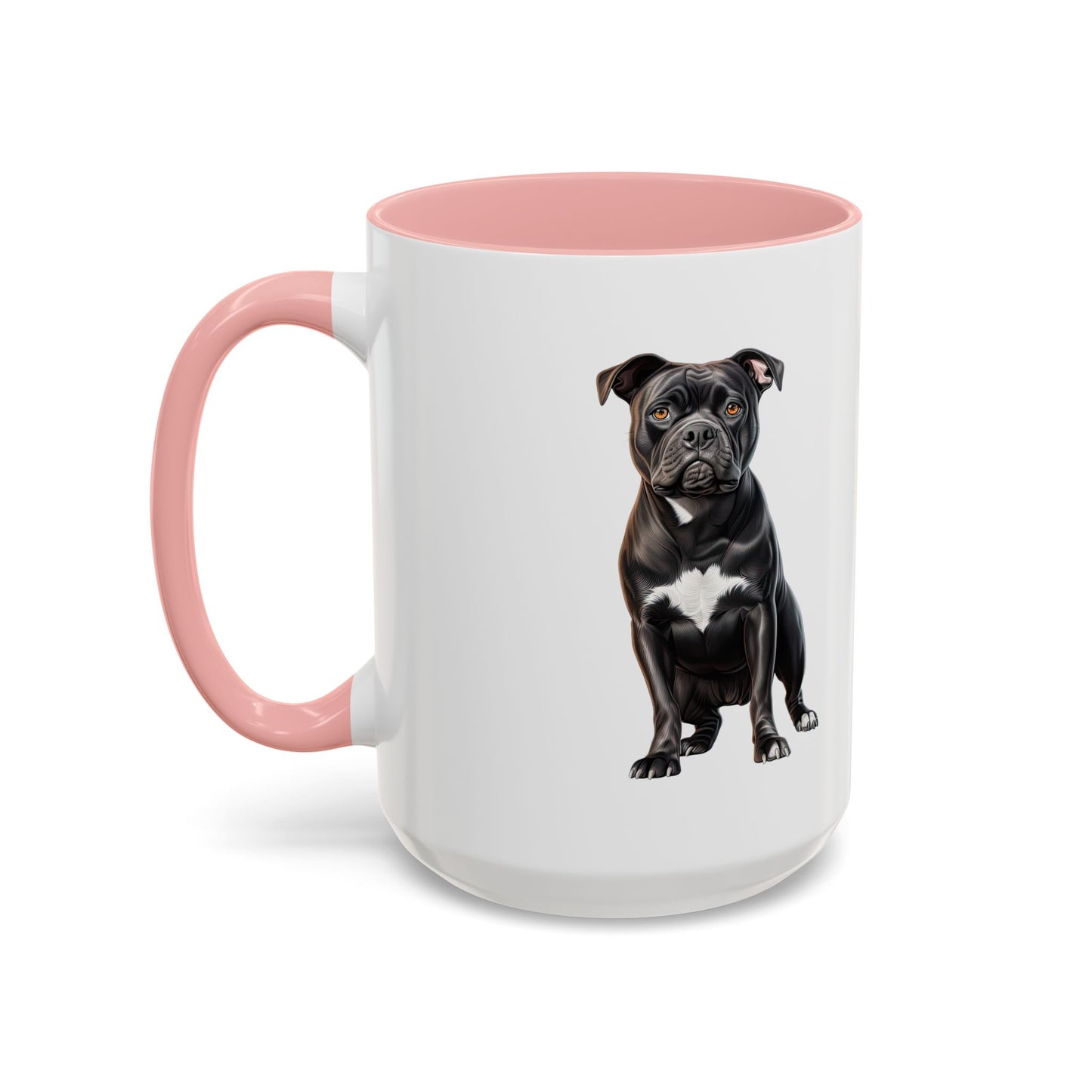 Staffordshire Bull Terrier Accent Coffee Mug — Cute Black Pitbull Dog Portrait (11/15 oz)