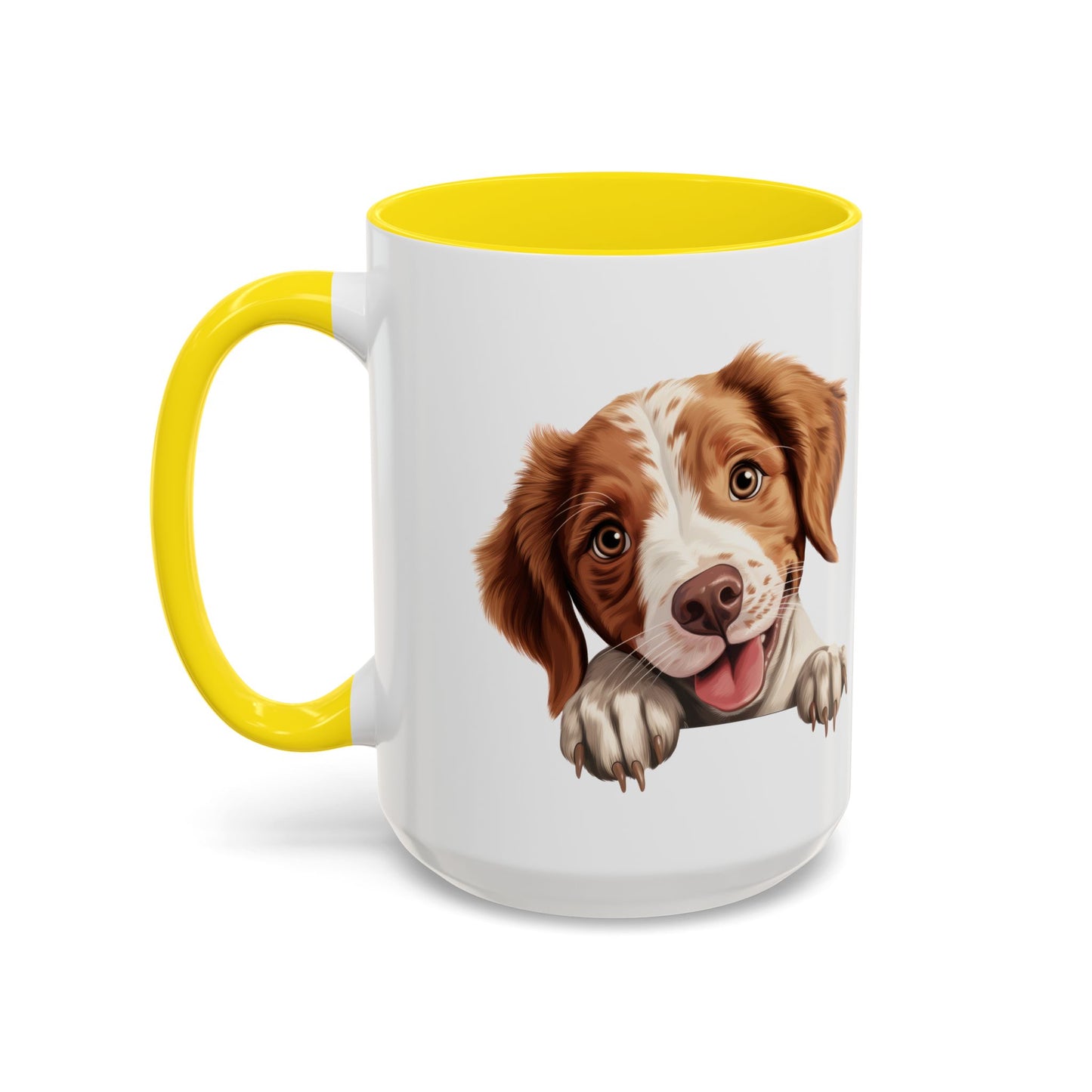 Brittany Coffee Mug — Smiling Puppy Accent Mug (11/15oz)