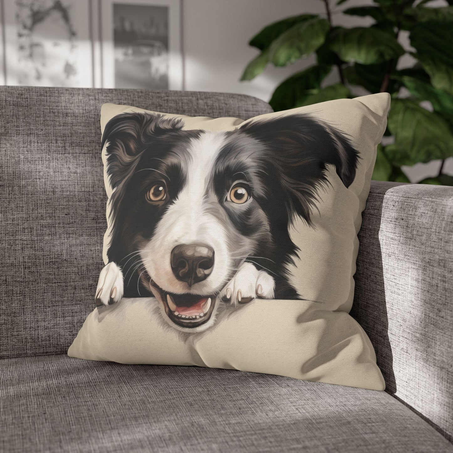 Border Collie Pillowcase — Cute Dog Decorative Throw Pillow