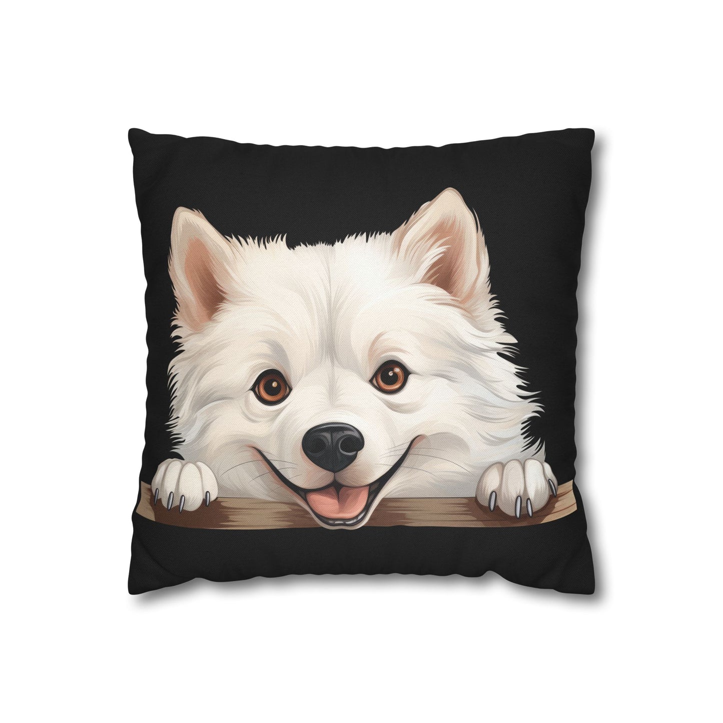 American Eskimo Dog Throw Pillow — Adorable Peeking Puppy Decorative Pillowcase