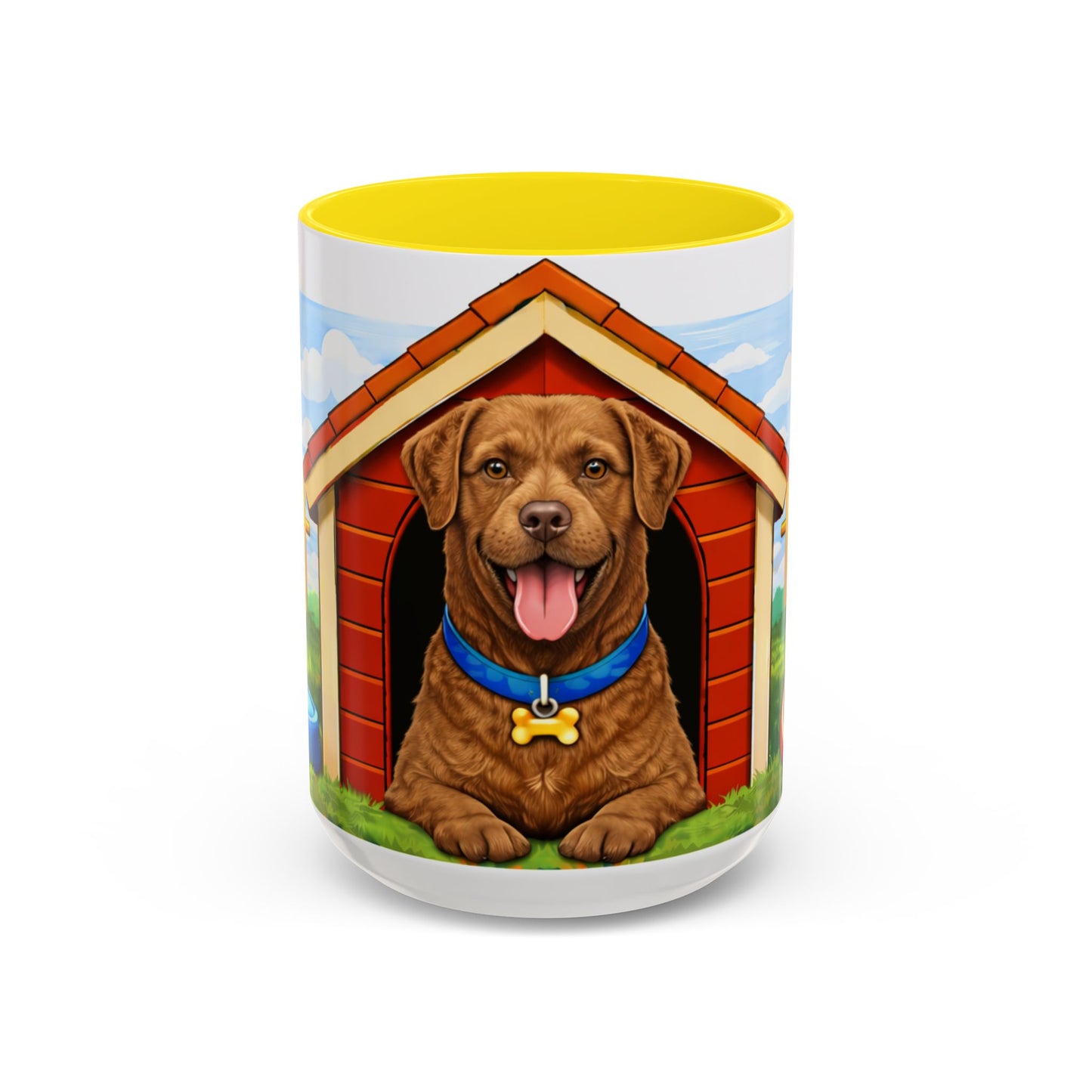 Chesapeake Bay Retriever — Red Doghouse Design Accent Mug (11oz/15 oz)