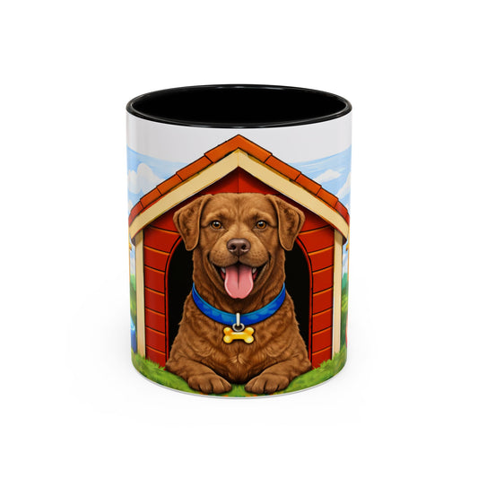 Chesapeake Bay Retriever — Red Doghouse Design Accent Mug (11oz/15 oz)
