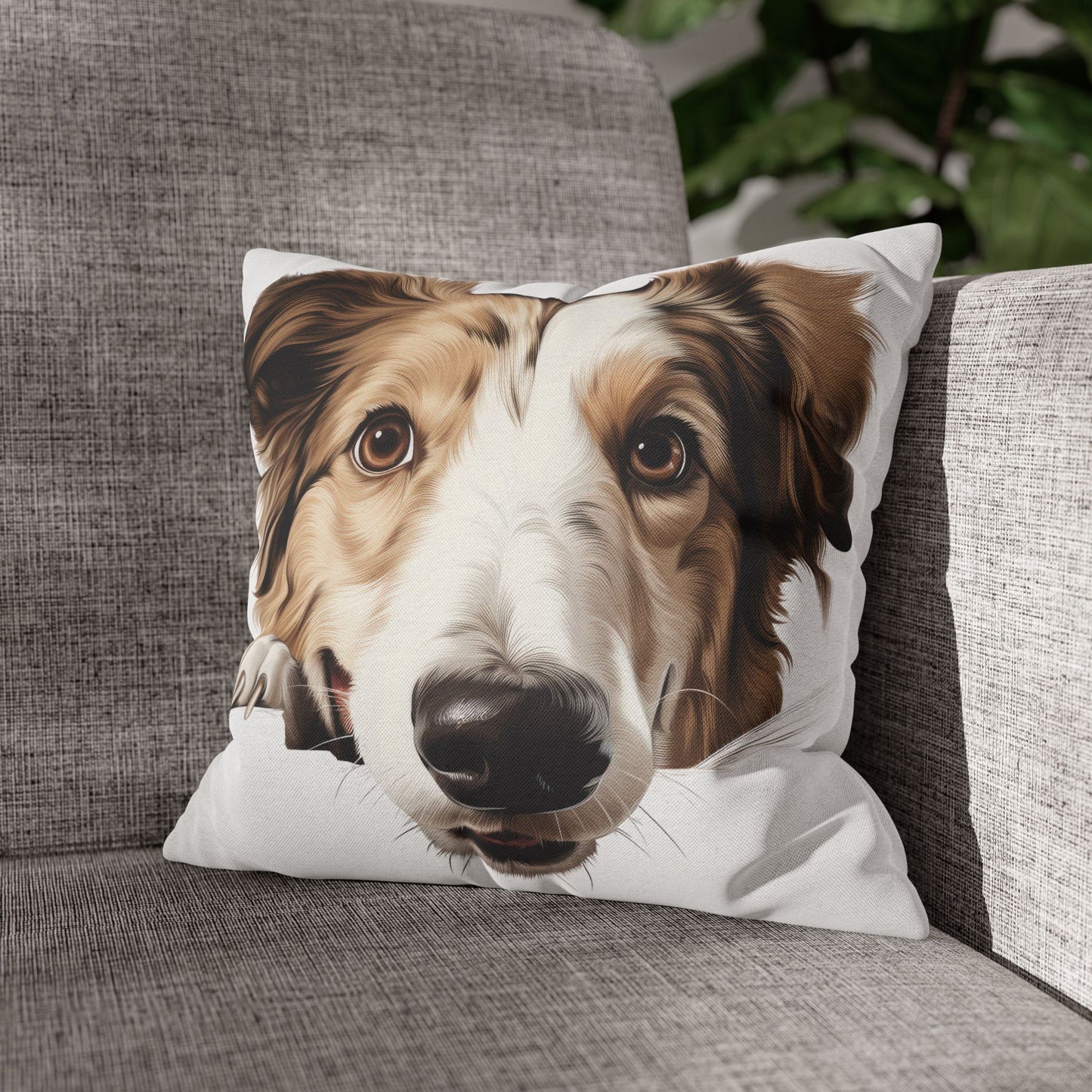 Borzoi Face Throw Pillow - Cute Dog Decorative Pillowcase