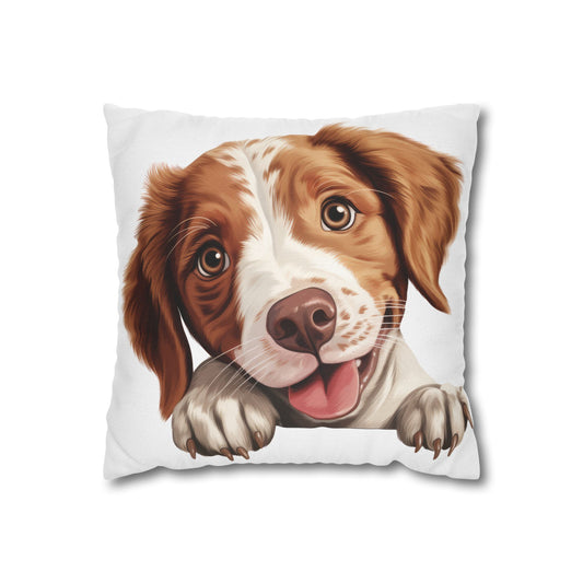 Brittany Throw Pillowcase — Adorable Brown Dog Decorative Pillow Cover
