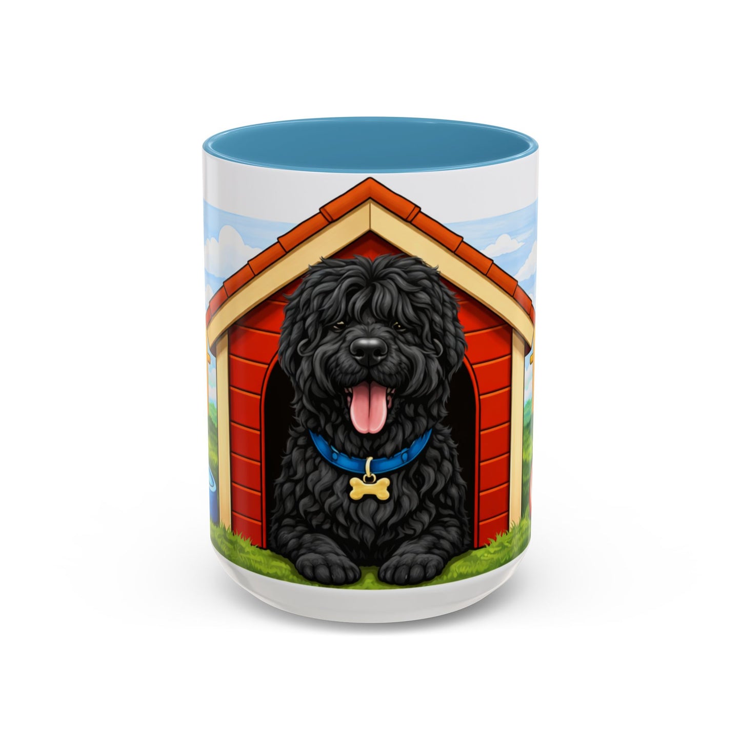 Black Russian Terrier -- Red Doghouse Accent Coffee Cup (11/15 oz)