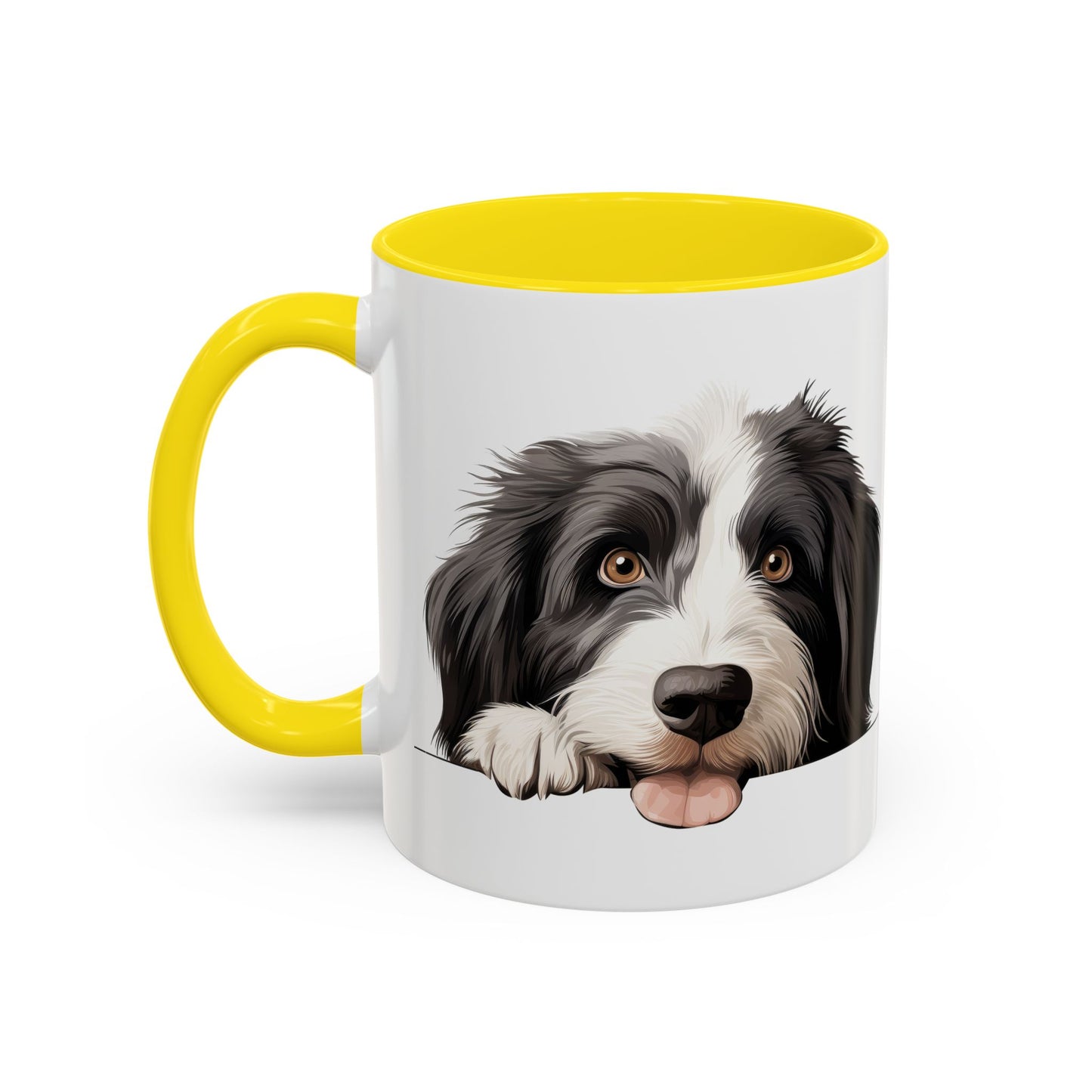 Bearded Collie Accent Mug — Cute Dog Face Coffee Cup (11/15oz)