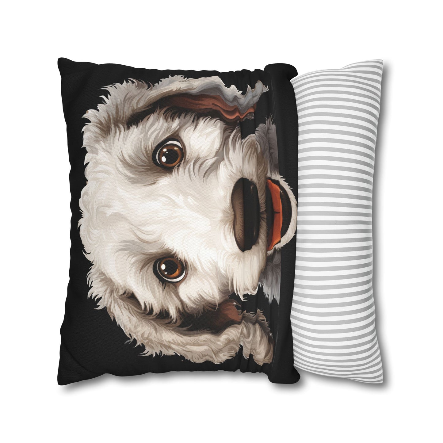 Bedlington Terrier Face Throw Pillow — Whimsical Pet Portrait Cushion Cover