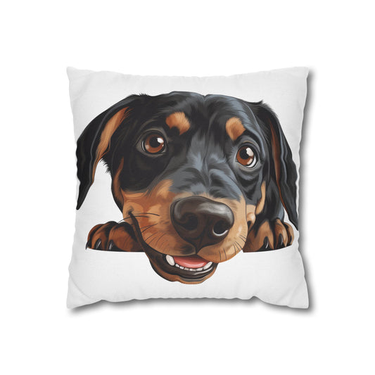 Austrian Black and Tan Hound  Face Throw Pillow — Cute Dog Portrait Decorative Cushion