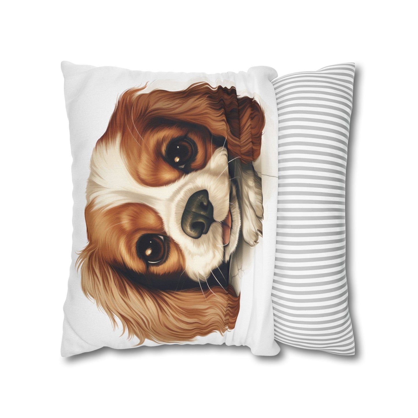 Cavalier King Charles Throw Pillow — Cute Dog Face Square Pillowcase