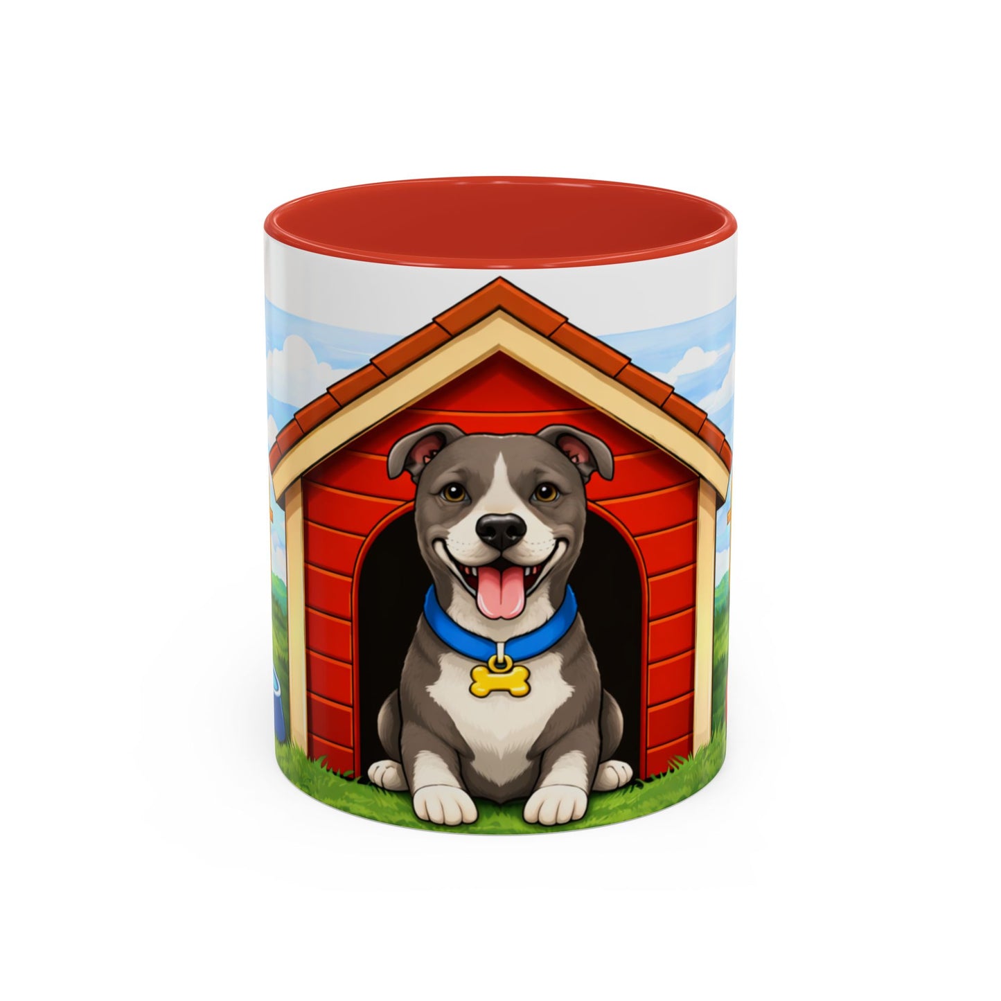 American Pit Bull  — Cute Pitbull in Red Doghouse Coffee Cup (11/15 oz)