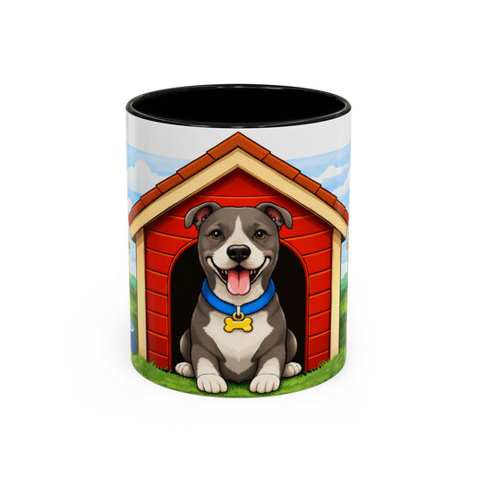 American Pit Bull  — Cute Pitbull in Red Doghouse Coffee Cup (11/15 oz)