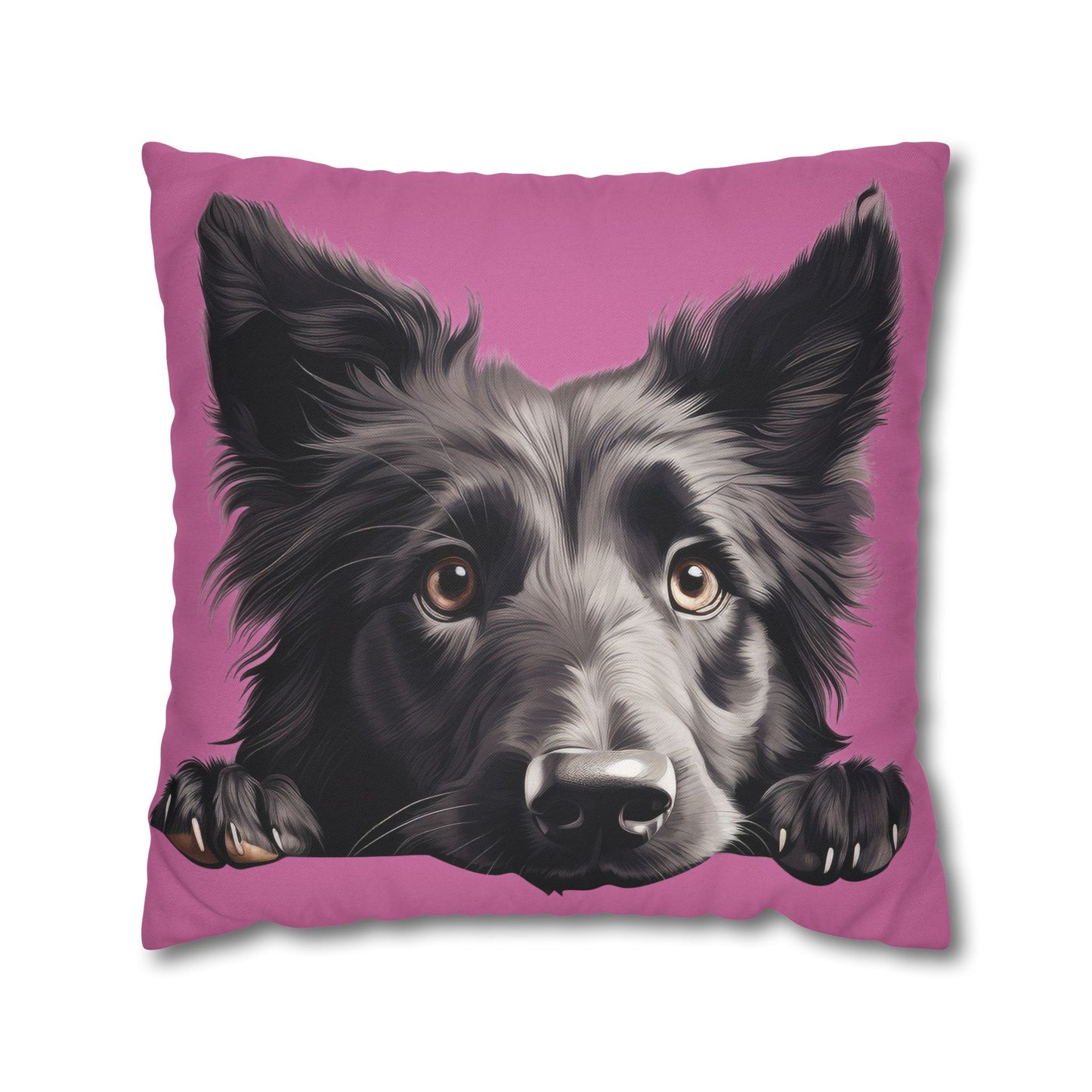Belgian Sheepdog Face Decorative Pillow - Cute Peeking Pet Throw Pillowcase