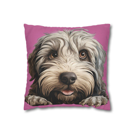 Bergamasco Face Throw Pillowcase — Playful Doodle Pet Decor