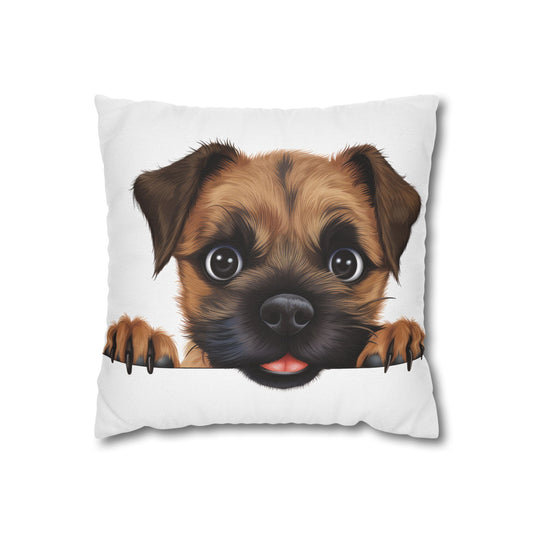 Border Terrier Throw Pillowcase — Adorable Puppy Decorative Pillow Cover
