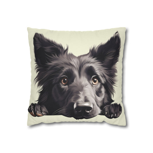 Belgian Sheepdog Face Decorative Pillow - Cute Peeking Pet Throw Pillowcase