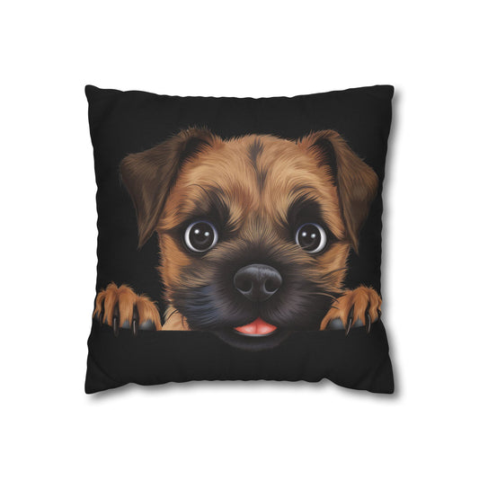 Border Terrier Throw Pillowcase — Adorable Puppy Decorative Pillow Cover