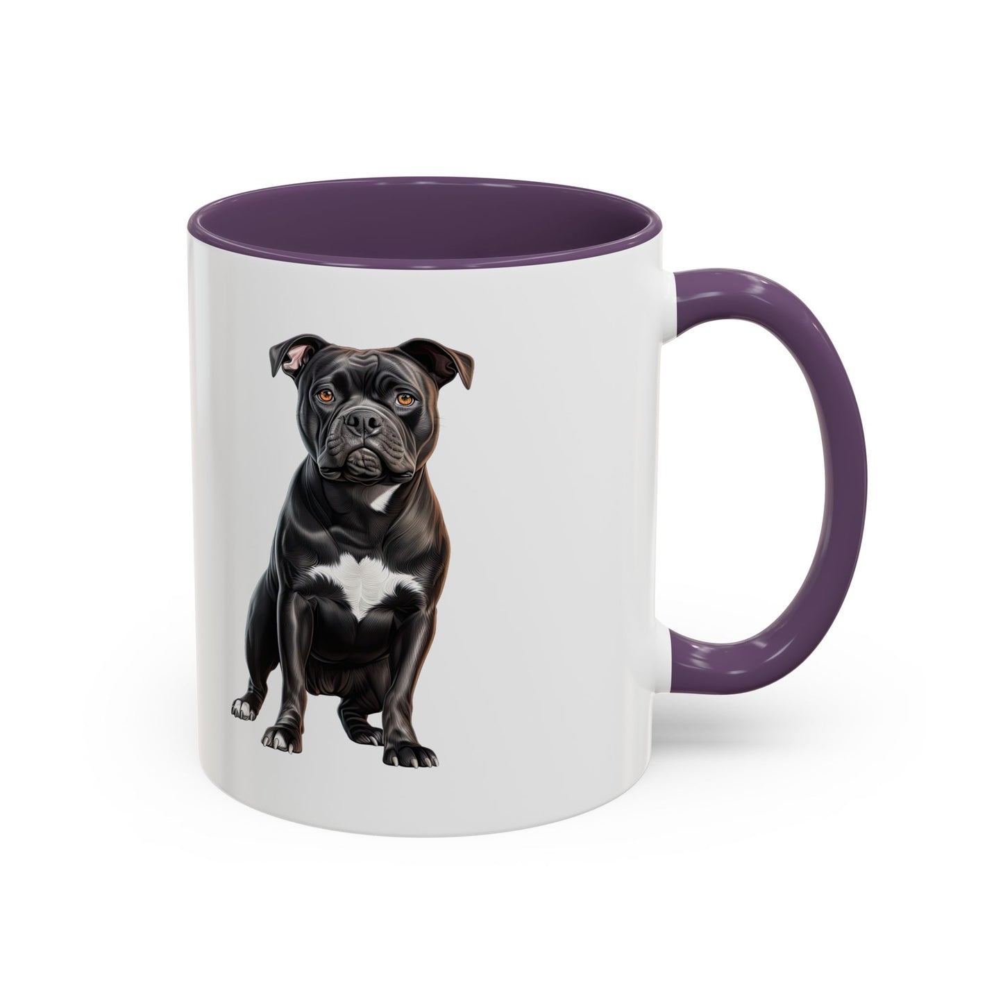 Staffordshire Bull Terrier Accent Coffee Mug — Cute Black Pitbull Dog Portrait (11/15 oz)