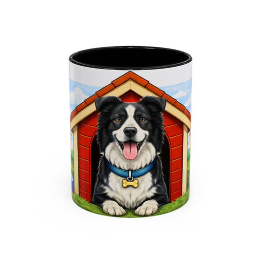 Border Collie  — Red Doghouse Accent Mug (11/15 oz)