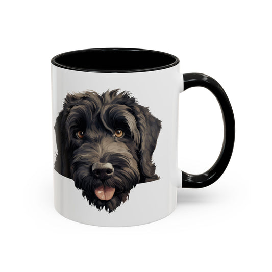 Black Russian Terrier Accent Coffee Mug — Cute Dog Face 11/15oz