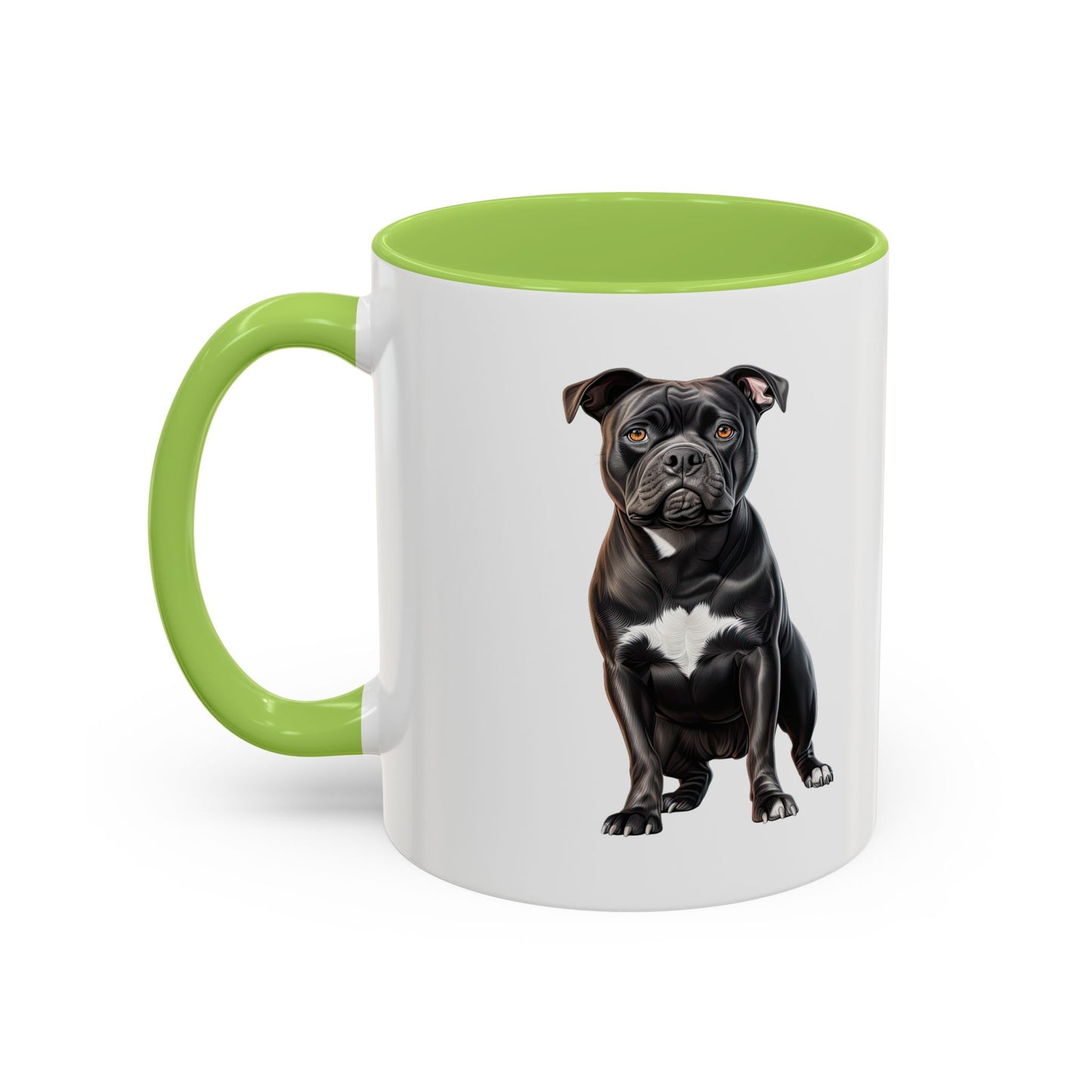 Staffordshire Bull Terrier Accent Coffee Mug — Cute Black Pitbull Dog Portrait (11/15 oz)
