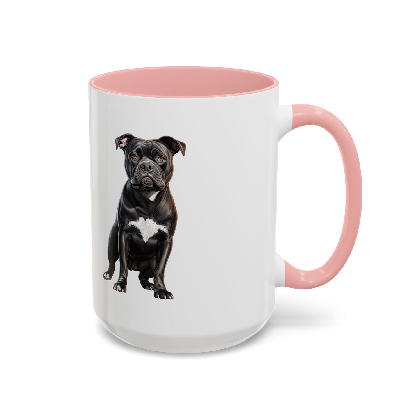 Staffordshire Bull Terrier Accent Coffee Mug — Cute Black Pitbull Dog Portrait (11/15 oz)