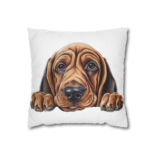 Bloodhound Dog Throw Pillowcase — Cute Peeking Puppy Decorative Pillow Cover