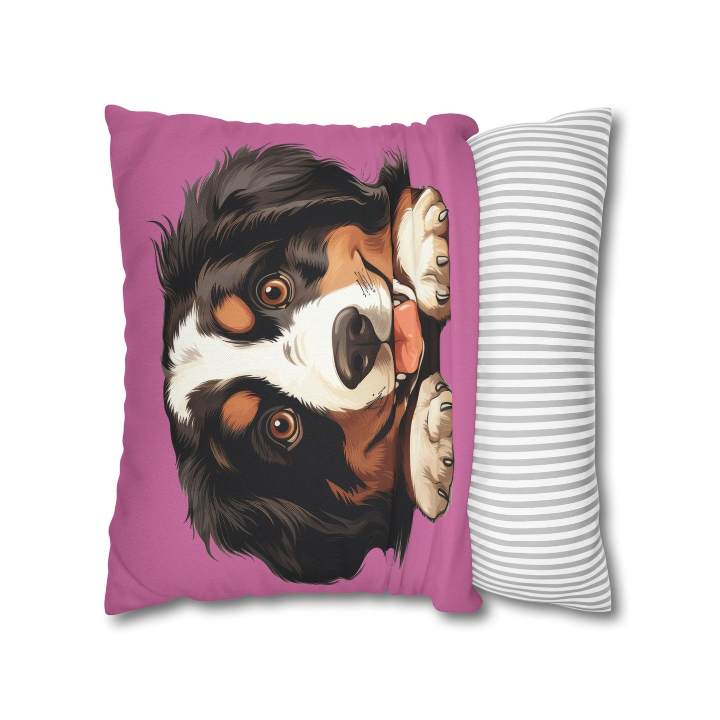Bernese Mountain Dog Throw Pillowcase — Cute Paw Print Pet Pillow Cover