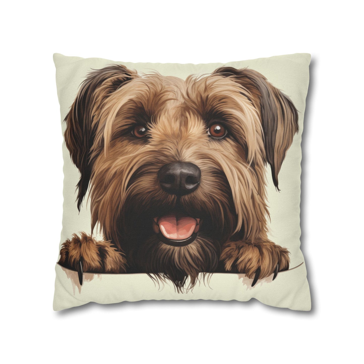 Briard Dog Pillow Cover — Happy Pup Throw Pillowcase