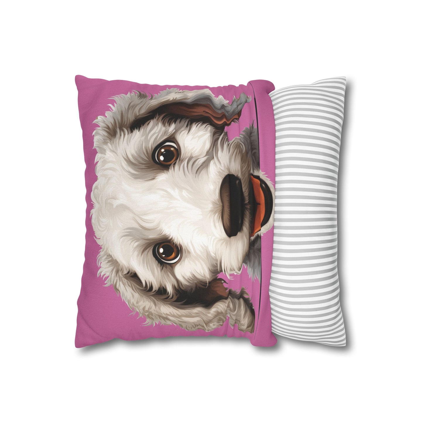 Bedlington Terrier Face Throw Pillow — Whimsical Pet Portrait Cushion Cover