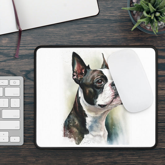 Boston Terrier Gaming Mouse Pad-White