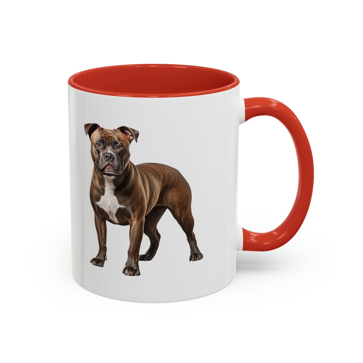 staffordshire-bull-terrier Accent Coffee Mug — Cute Brown Boxer Dog Illustration (11/15 oz)