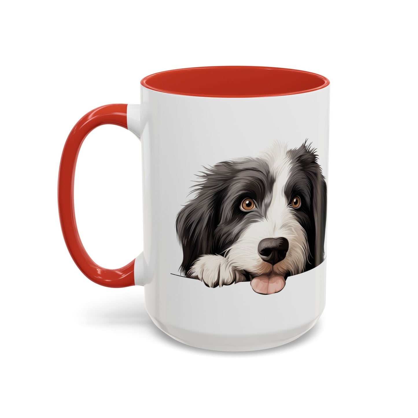 Bearded Collie Accent Mug — Cute Dog Face Coffee Cup (11/15oz)