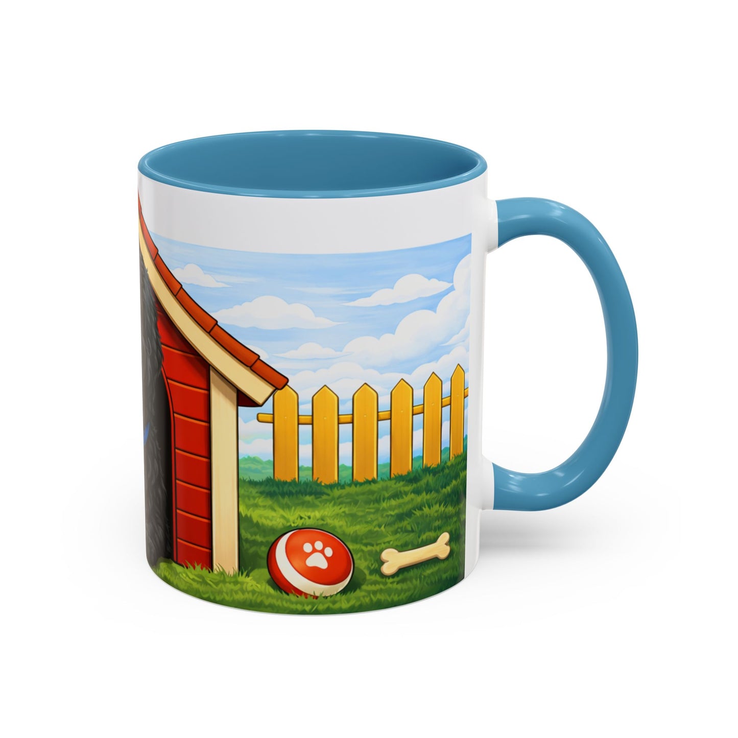 Black Russian Terrier -- Red Doghouse Accent Coffee Cup (11/15 oz)