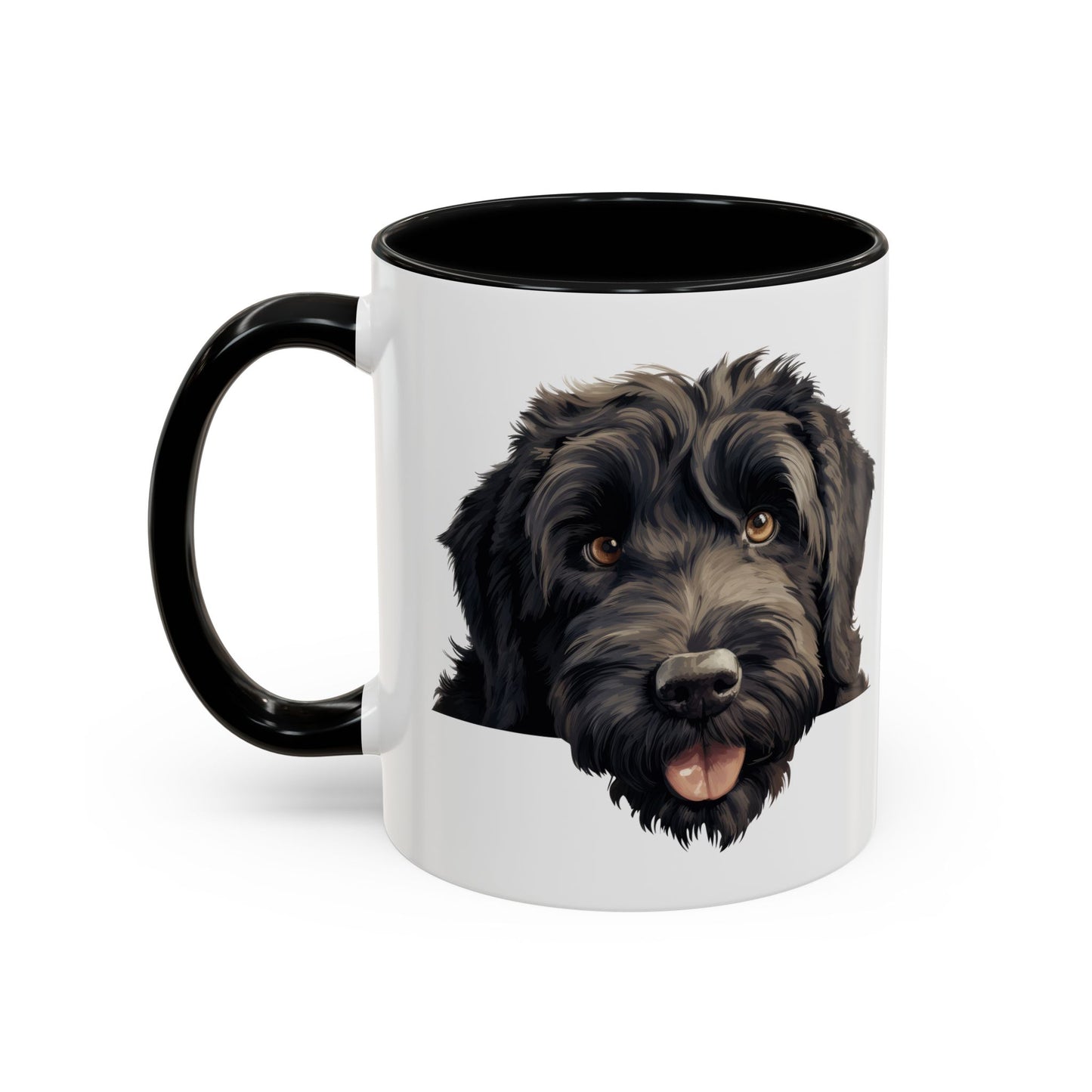 Black Russian Terrier Accent Coffee Mug — Cute Dog Face 11/15oz