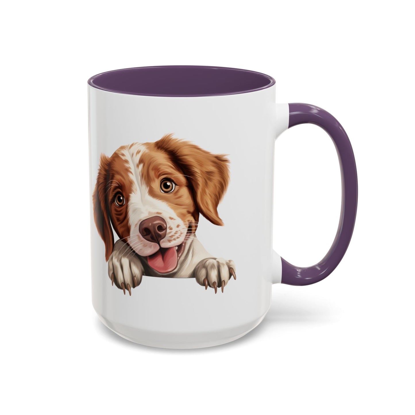 Brittany Coffee Mug — Smiling Puppy Accent Mug (11/15oz)