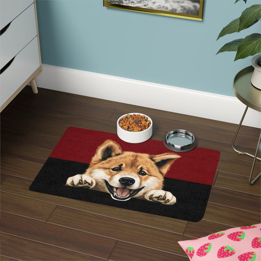 Akita Dog Feeding Mat (12x18)  -Garnet/Black