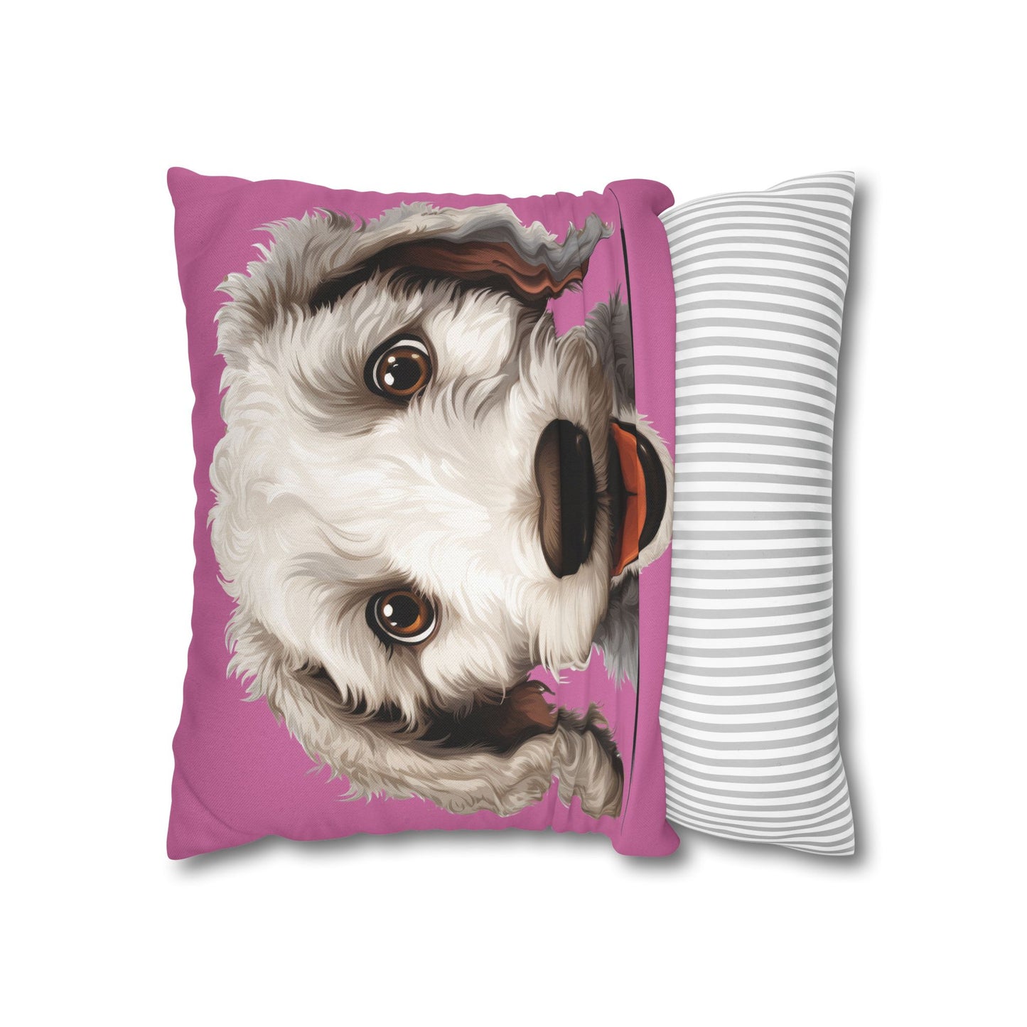 Bedlington Terrier Face Throw Pillow — Whimsical Pet Portrait Cushion Cover