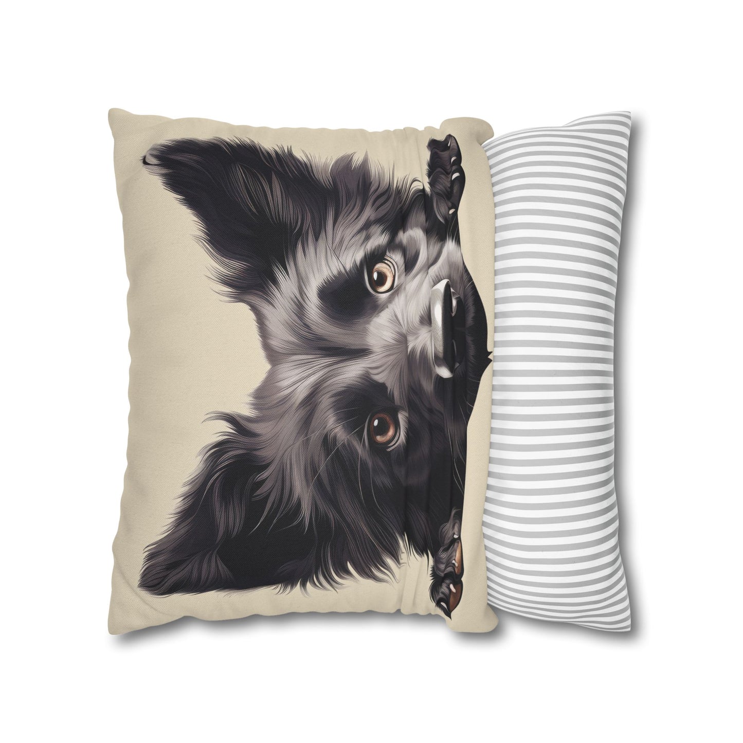 Belgian Sheepdog Face Decorative Pillow - Cute Peeking Pet Throw Pillowcase